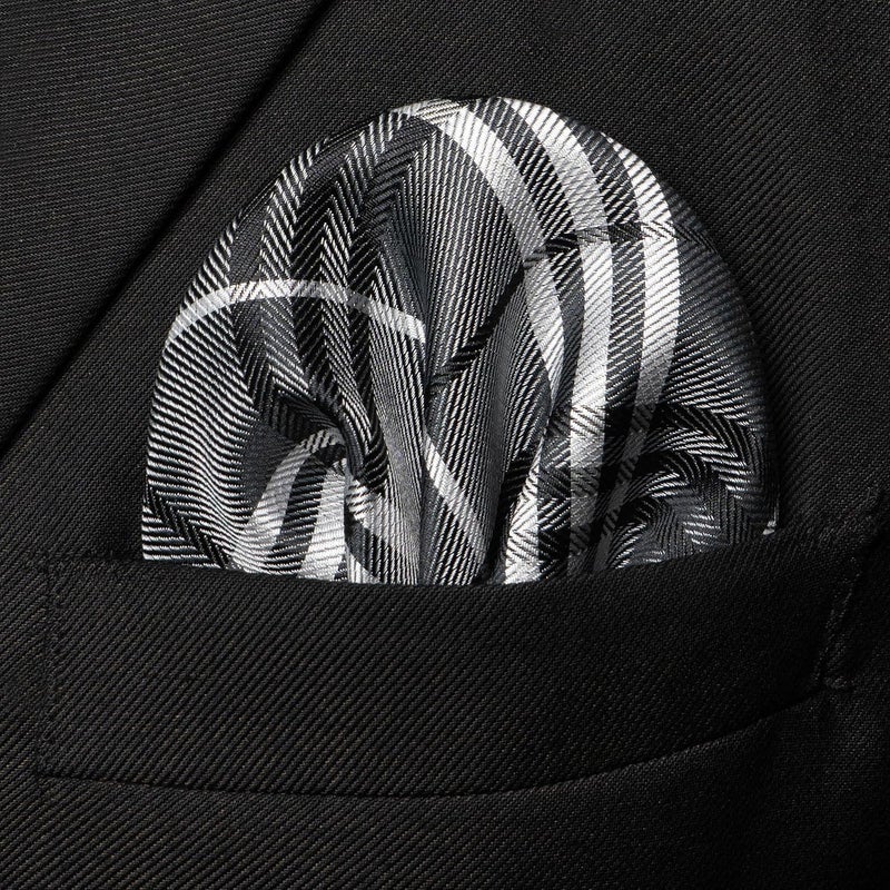 RBOCOTT Silk Stripe Plaid Tie and Pocket Square with Tie Clip Sets for Men - Image 3